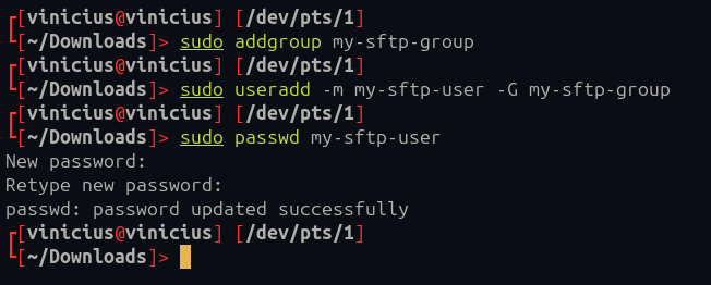 Criando grupo e usuário para o SFTP landscape
